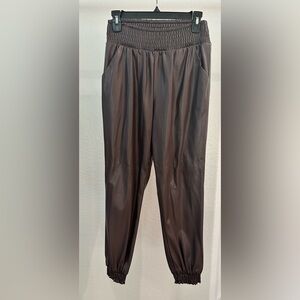 Olivaceous Dark Brown Leather Pants